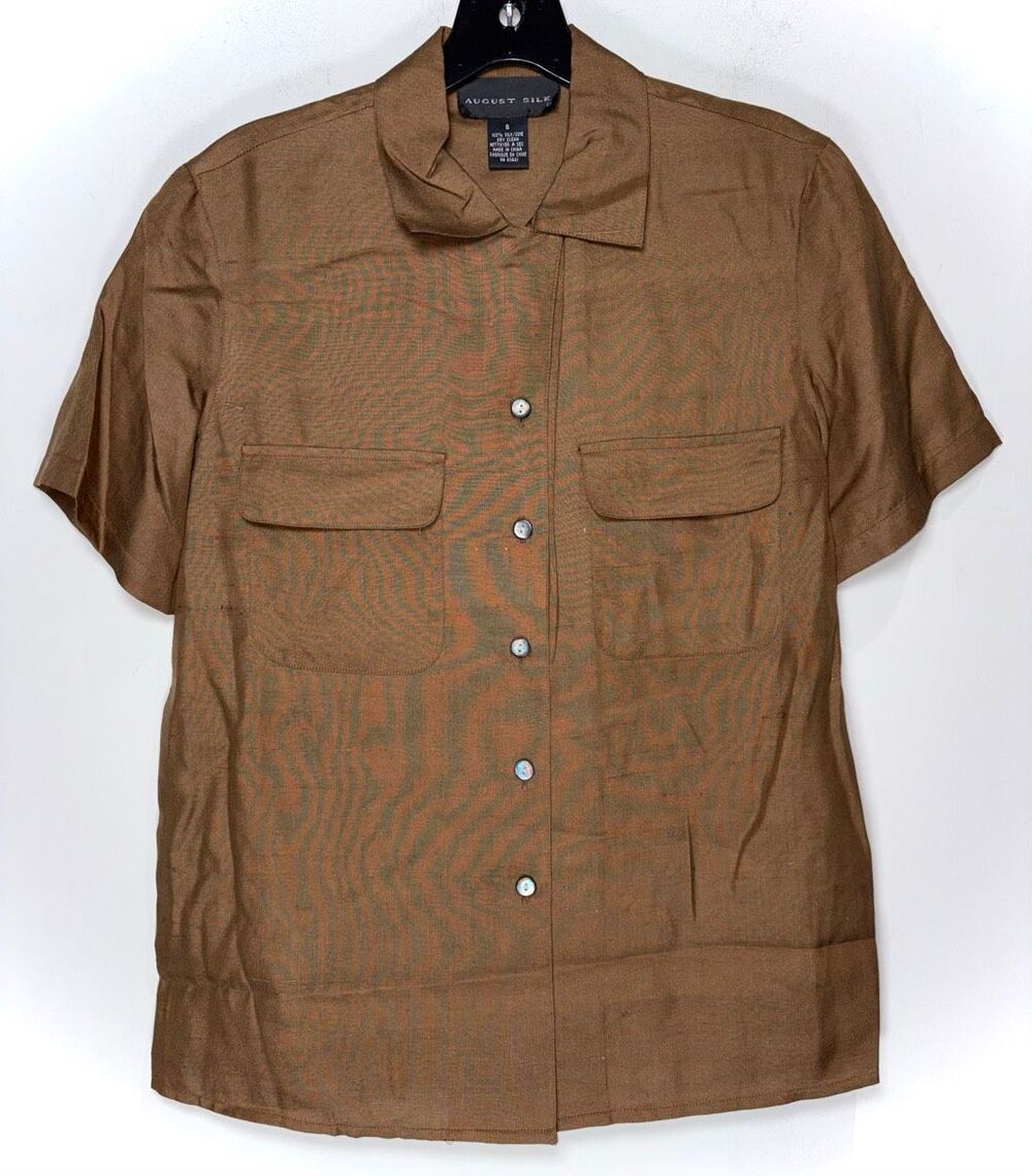 vintage August Silk button-down utility shirt size small